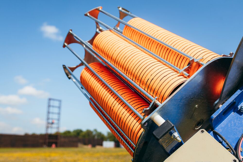 Eurotarget clay pigeons Eurotarget clay pigeons loaded in a trap at a shooting ground